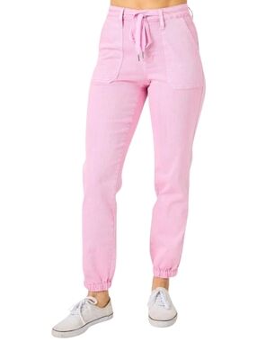 Judy Blue SZ 9/29 High-Rise Pink Dyed Denim Joggets